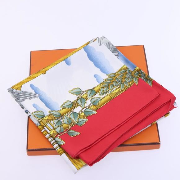 HERMES Carre 90 Scarf ""ENVOL"" Silk Red Auth ac3618 - Picture 12 of 16